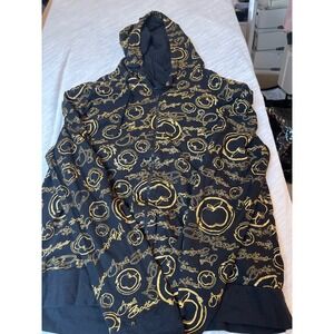 Apple‎ Bottoms Hoodie Black Gold All Over Print Full Zip Hoodie XL